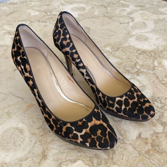 Coach Leather Leopard Print Pony Hair 4” Heels Platform Pumps - Picture 3 of 16